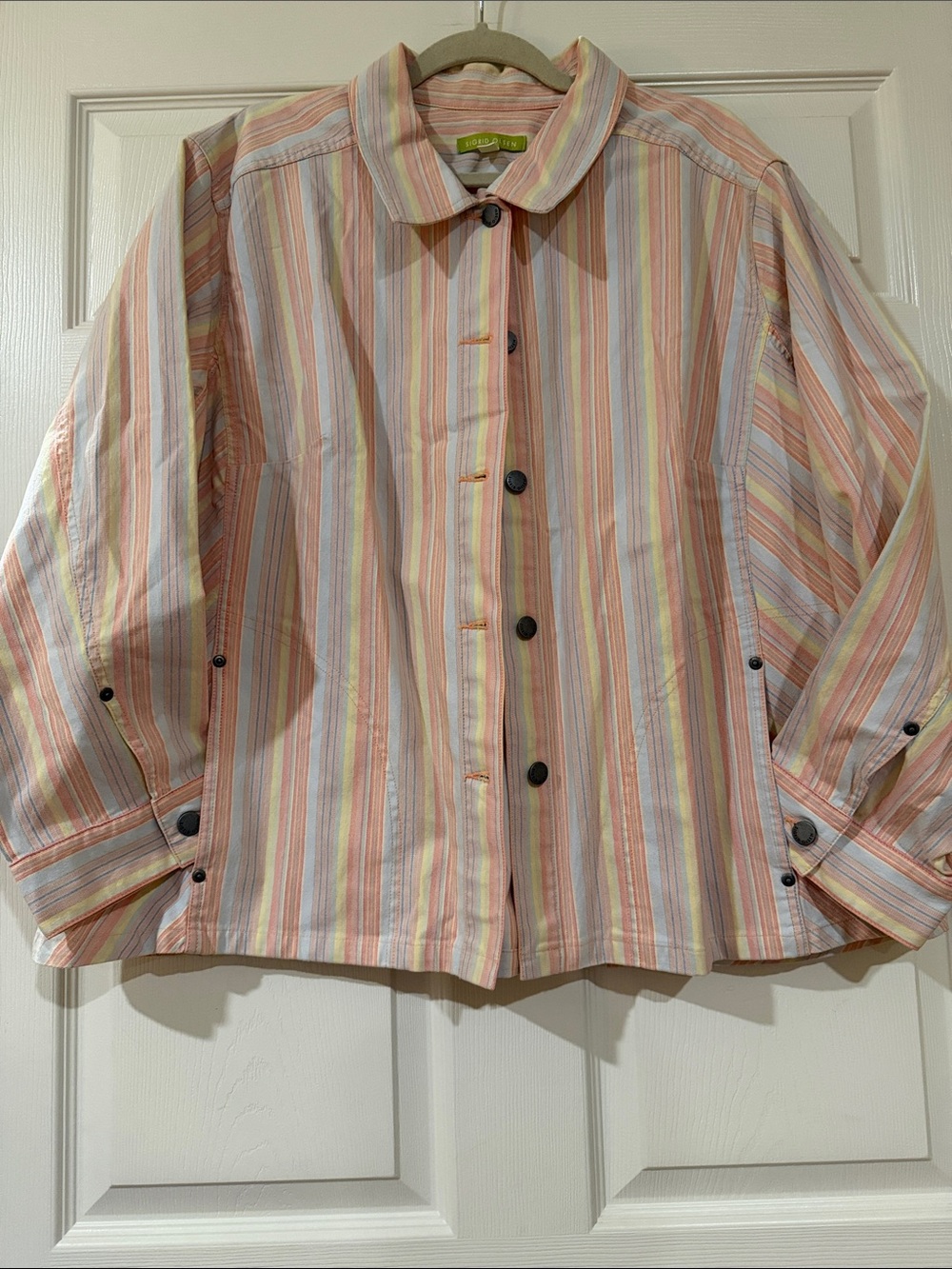 Sigrid Olsen Pastel Striped Top in Pink, Blue, Cream